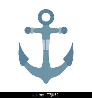 Ship anchor sea nautical vector icon. Ocean water illustration boat. Old steering sign iron equipment element Stock Vector