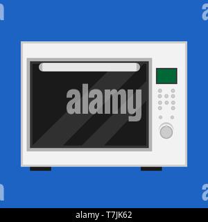 Microwave cooking appliance vector icon illustration. Electronic oven equipment kitchen domestic. Food utensil cartoon Stock Vector