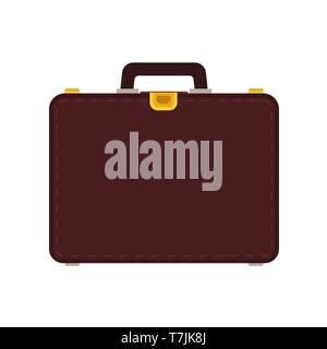Briefcase business vector icon bag. Isolated case luggage businessman. Suitcase handle portfolio office brown flat equipment Stock Vector