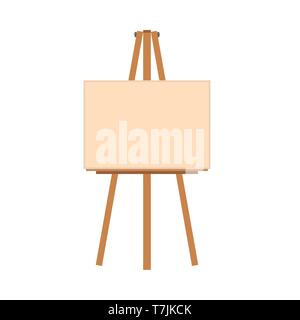 Easel art illustration vector flat icon. Artist canvas blank frame