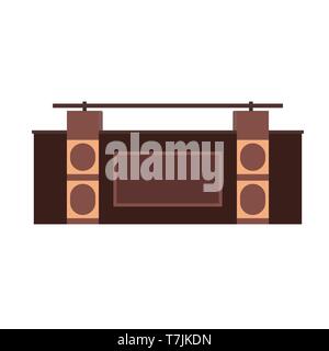 Reception desk vector icon front. Hotel counter office service interior. Lobby table administrator assistance. Hall furniture stand Stock Vector