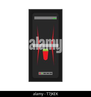 PC case vector icon computer tower equipment technology. Black system sign flat workstation box server office Stock Vector