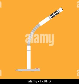 PC microphone vector icon media symbol equipment. Computer audio music element speaker. Flat white device gadget Stock Vector