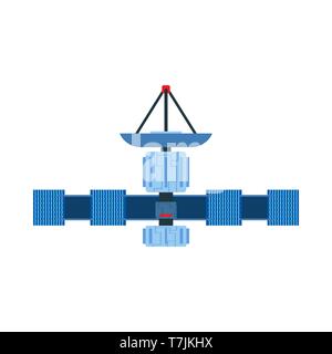 Satellite vector icon communication dish space. Antenna global earth GPS cosmos orbit. Astronomy solar planet station Stock Vector