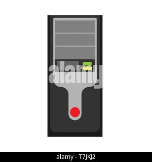 PC case vector icon computer tower equipment technology. Black system sign flat workstation box server office Stock Vector