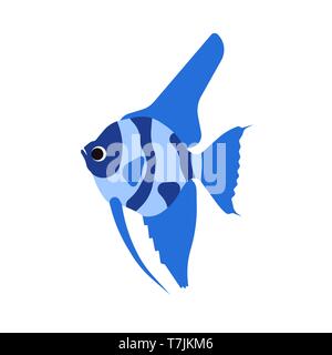 Fish side view vector icon sea animal illustration. Underwater cartoon ocean life. Blue wildlife flat exotic symbol Stock Vector