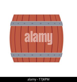 Wooden barrel vector illustration beer drink cask. Beverage alcohol old keg brown container. Vintage bar brewery Stock Vector