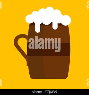 Beer mug vector icon alcohol drink illustration. Bar beverage lager pub pint wooden. Party cup cartoon bubble barley Stock Vector