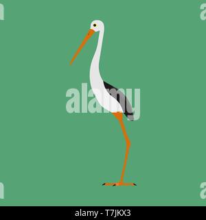Heron bird animal vector icon illustration. Nature wildlife isolated. Cartoon tall standing view symbol. Silhouette design Stock Vector