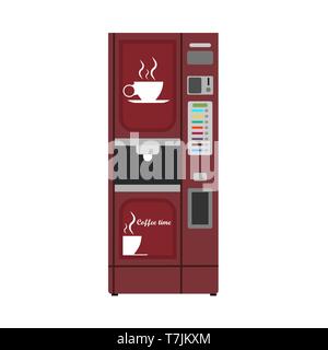 Vending machine coffee vector icon business drink. Buy food automatic dispenser beverage. Public service sell snack Stock Vector