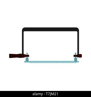 Coping saw vector icon handle tool design. Hand construction repair equipment carpentry. Industry flat instrument cartoon Stock Vector