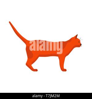 Cat side view vector icon animal cartoon illustration. Redhead pet isolated tail kitty. Graphic walking flat mammal Stock Vector