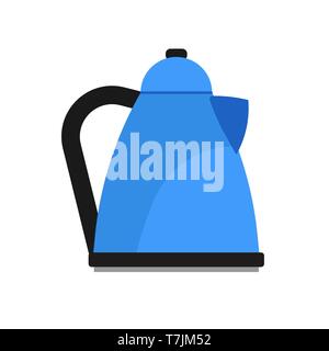 Electric kettle appliance illustration domestic vector icon. Kitchen handle boil teapot water isolated white. Utensil equipment Stock Vector