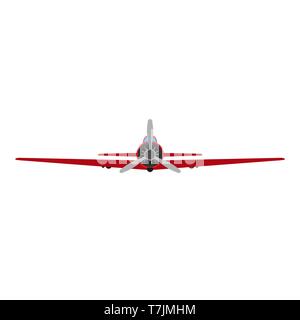 Plane front view vector aircraft transportation  illustration. Fly travel journey propeller vehicle. Engine departure Stock Vector