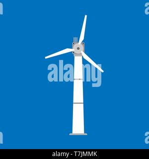 Wind turbine power windmill energy vector icon. Environment technology industry alternative eco generator tower Stock Vector