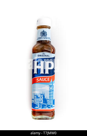 Bottle of traditional British HP sauce Stock Photo