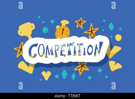 Competition concept. Sticker quote with decoration. Vector illustration. Stock Vector