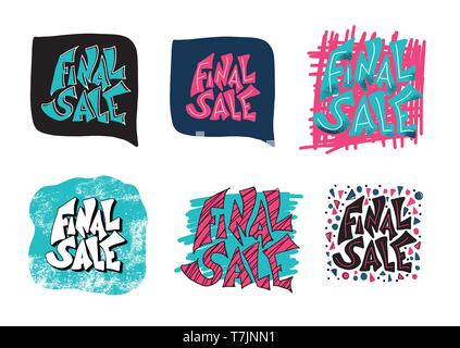 Final sale set with speech bubbles and decoration. Vector promotion labels. Banners templates design with quote. Stock Vector