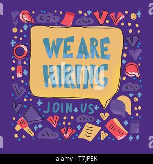 We are hiring vector banner.  Template for ad of current vacancy. Conceptual illustration. Stock Vector