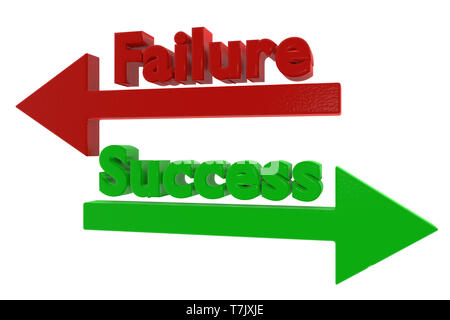 Failure and success 3d arrow on white background business motivation symbol Stock Photo