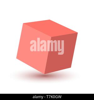 Pink Cube icon isolated. Vector illustration. Symbol of Cube in trendy pink color Stock Vector