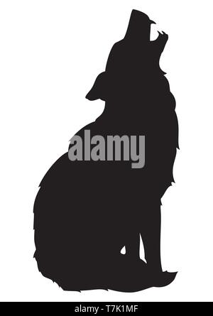 Vector Black Silhouette Of A Howling Wolf Stock Vector Image Art Alamy