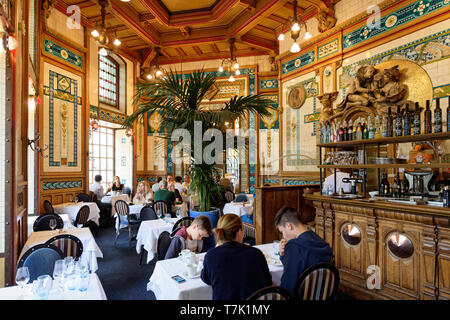 France, Loire Atlantique, Nantes, La Cigale Brasserie, interior decorated with Art Nouveau Style Stock Photo