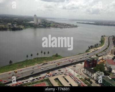 City of Abidjan by sky filmed from the building Stock Photo