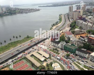 City of Abidjan by sky filmed from the building Stock Photo