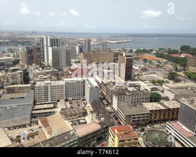 City of Abidjan by sky filmed from the building Stock Photo