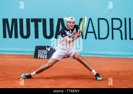 Caja Magica, Madrid, Spain. 7th May, 2019. Mutua Madrid Open, day 4; Jan-Lennard Struff (GER) with a backhand shot Credit: Action Plus Sports/Alamy Live News Stock Photo