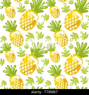 Seamless pattern of pineapples Stock Vector