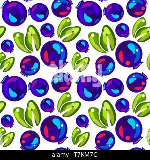 Seamless pattern of blueberries Stock Vector