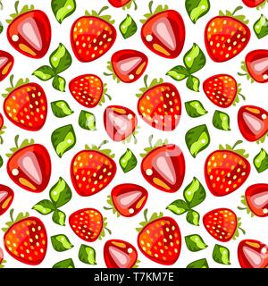 Seamless pattern of strawberries Stock Vector
