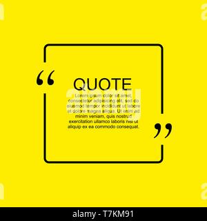 Quote blank template. Quote bubble. Empty template. Square business card template, paper sheet, information, text. Print design. Quote form. Template  Stock Vector