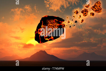 A Meteorite Breaking Up In A Planets Atmosphere Stock Photo - Alamy