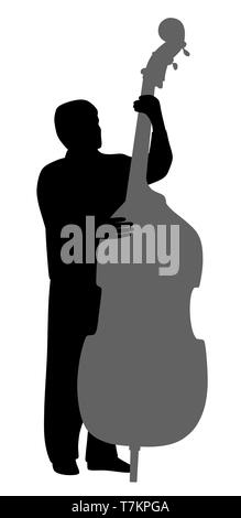 Man playing contrabass Stock Vector