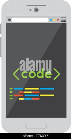 Programming code on a smartphone icon Stock Vector