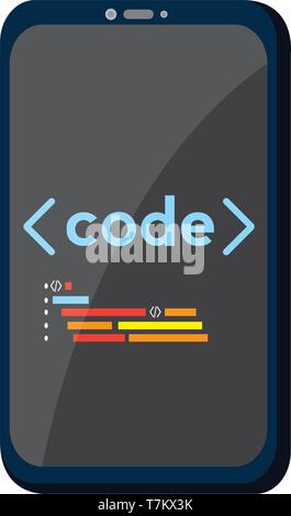 Programming code on a smartphone icon Stock Vector