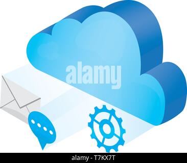 3d cloud computing icon with different symbols Stock Vector