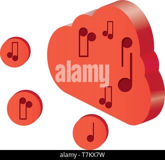 3d cloud computing icon with musical notes Stock Vector