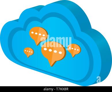 3d cloud computing icon with bubble chats Stock Vector