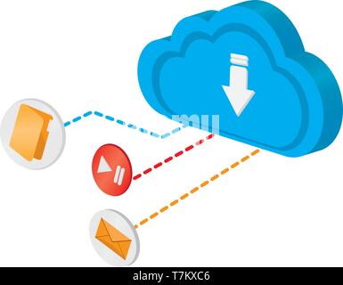 3d cloud computing icon with different buttons Stock Vector