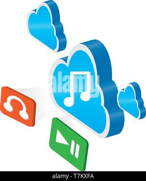3d cloud computing icon with buttons Stock Vector