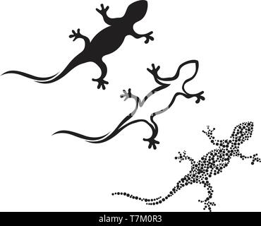 Lizard Chameleon Gecko Silhouette black vector Stock Vector