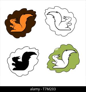 Vector set of cute pet logos, cartoon style Stock Vector