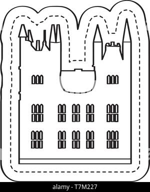 Castle dotted sticker Stock Vector