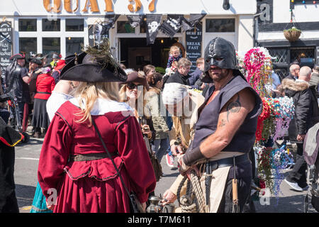 Locals and visitors dress up as pirates for the Brixham Pirate Festival in  the Devon fishing town Stock Photo - Alamy