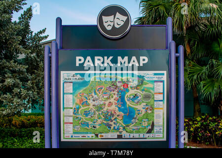 Orlando Florida April 7 19 Park Map Sign At Seaworld In International Drive Area Stock Photo Alamy