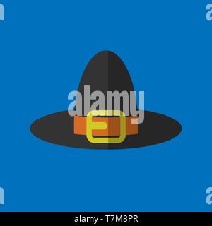 Pilgrim Hat. EPS10 vector illustration on blue background Stock Vector